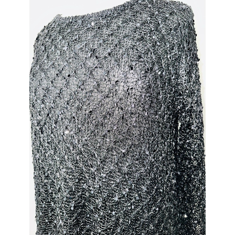 F1 John Fashion sequin sweater black sheer open back medium women's - Picture 6 of 6